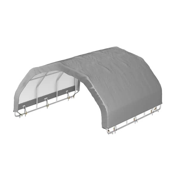 12x12x6.4 ft. Steel Corral Shelter w/ 7.5 oz PE Cover UV Protection Powder-Coated Frame Stabilizers and Protective Boots