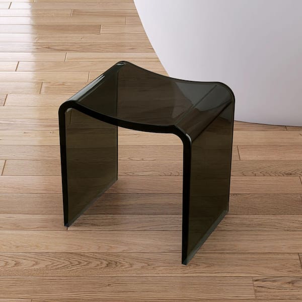 15.7 in. Stone Resin Solid Surface Shower Stool in Transparent Brown