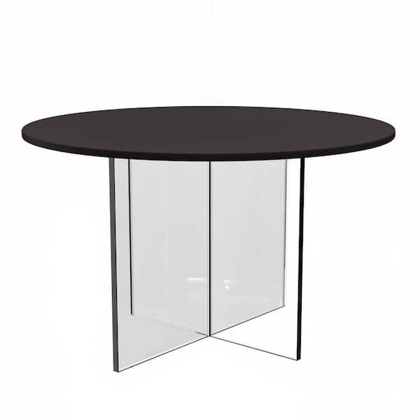 Leisuremod Valore Series Modern Side Table with 28" Round MDF Top and Sturdy Acrylic Cross Base in Black
