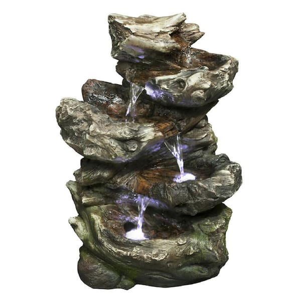 Hi-Line Gift Log Waterfall 4 Level with LED Fountain 79195 - The Home Depot