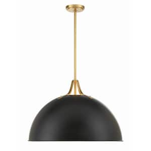 Soto 3-Light Matte Black Plus Antique Gold Island Pendant