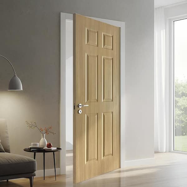 CALHOME 40 in. x 86 in. 6 Panel Hollow Core Oak Finished PVC