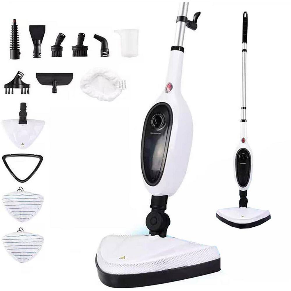 Commercial Corded Steam Mop for Wood Tile Carpet Floor Cleaning in White with Rapid Heating Flexible Attachments price history on PriceWatchPro