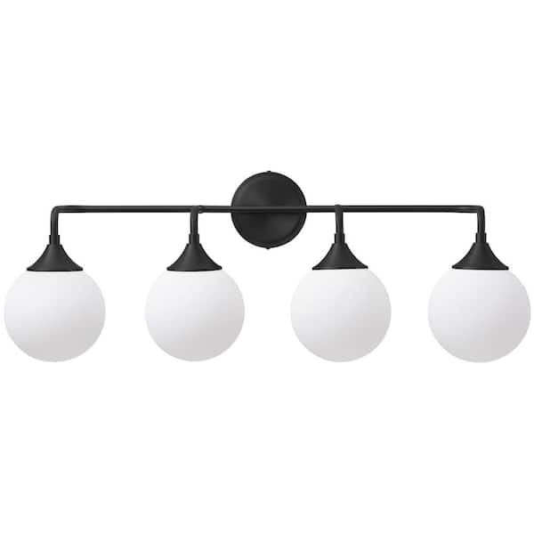 Deyidn 30.71 in. Vanity Light 4-Light with Milk White Glass Shade, Suitable for Bathrooms, Kitchens, Powder Rooms, etc.