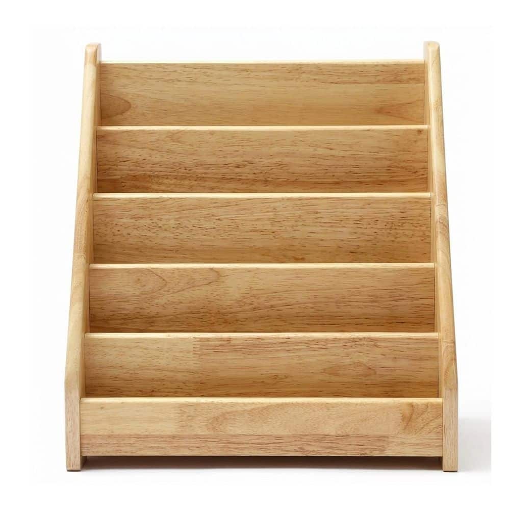 Wood Freestanding Magazine Rack 5-Tier Front Facing Book Display Wood Freestanding Magazine Rack 5-Tier Front Facing Book Display