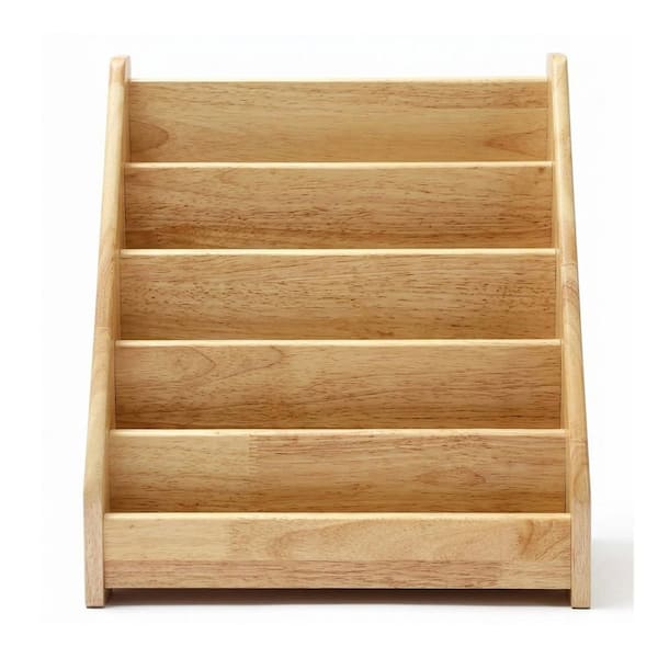 Wood Freestanding Magazine Rack 5-Tier Front Facing Book Display Shelf