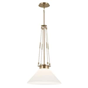 Albers 18.25 In. 1-Light Champagne Bronze Modern Kitchen Island Pendant Hanging Light with Opal Glass