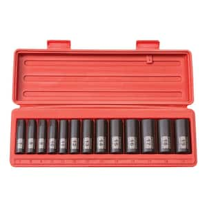 TEKTON 1/2 in. Drive Deep 12-Point Impact Socket Set, (17-Piece