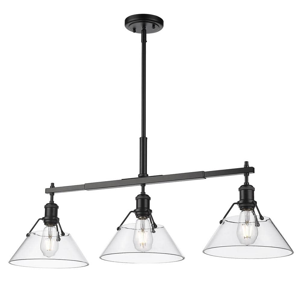 Orwell 3-Light Matte Black Clear Glass Shaded Linear Pendant Light price history on PriceWatchPro