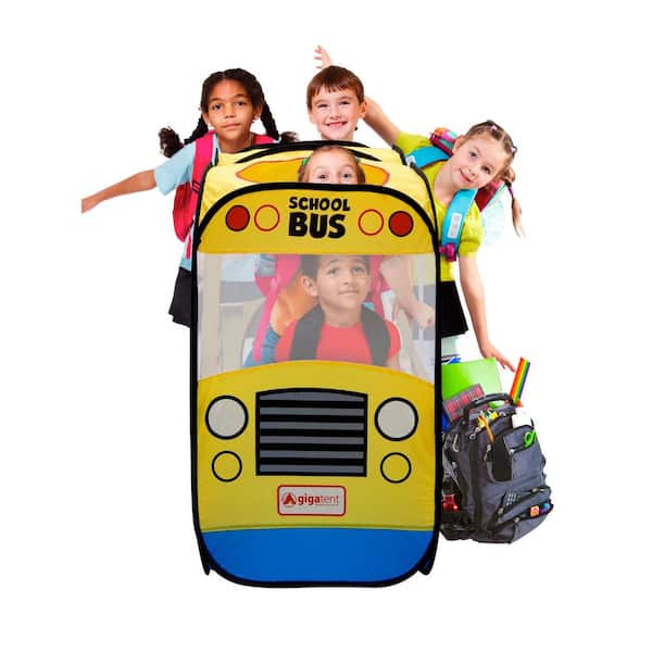 GigaTent My First School Bus Pop Up Play Tent with Mesh Windows for Visibility and Ventilation