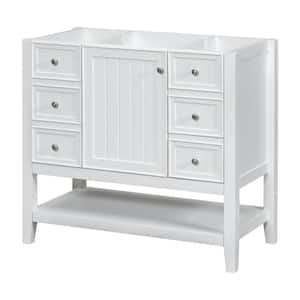 35.50 in. W x 18.00 in. D x 32.90 in. H Bath Vanity Cabinet without Top in White, Bathroom Cabinet with 3-Drawers