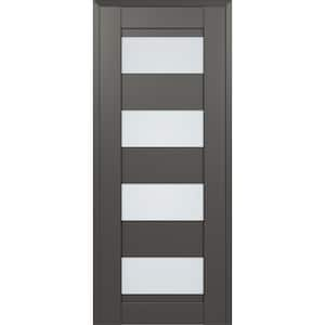 Della 28 in. W. x 80 in. No Bore 4-Lite Frosted Glass Gray Matte Solid Composite Core Wood Interior Door Slab