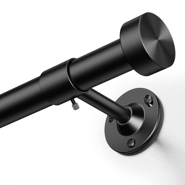 32 in. - 150 in. Adjustable 1 in. Single Curtain Rod in Black