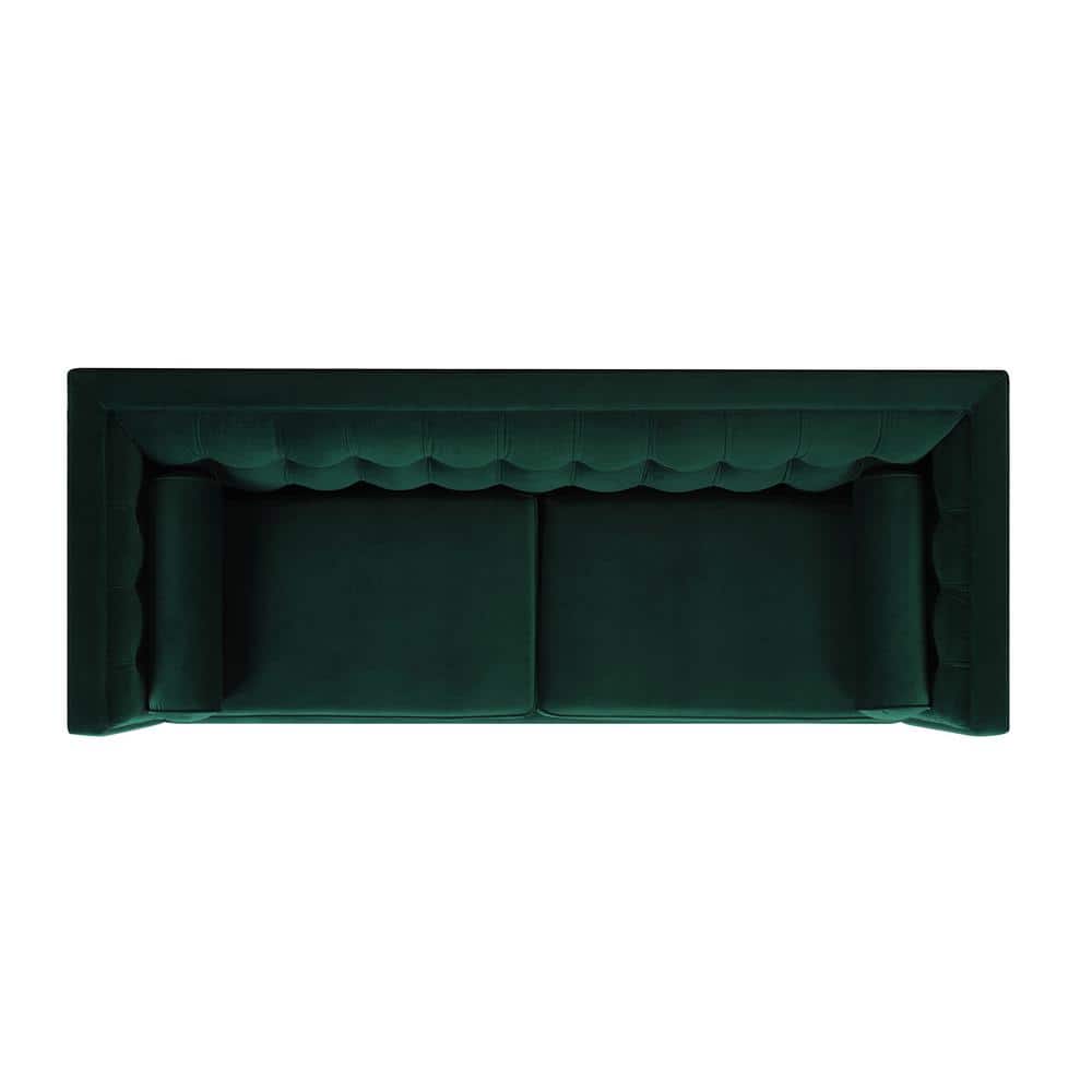 Evergreen Velvet Chesterfield Sofa with Tufted Detail and Wood Frame