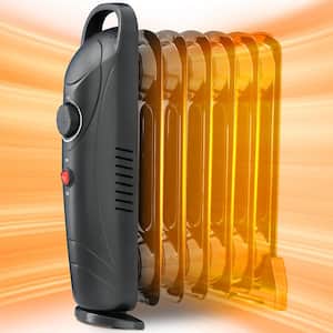 700-Watt Oil Filled Radiator Heater, Small Portable Space Heater with Adjustable Programmable Thermostat, Quiet, Black