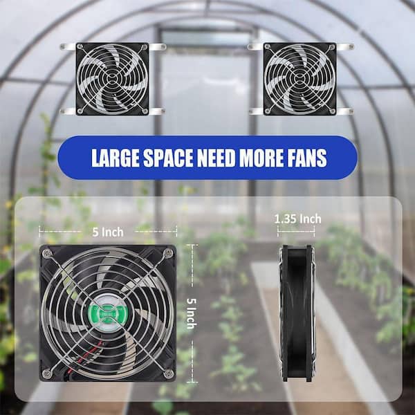 KIWDZFU 5 in. Solar Powered Dual Fan Kit with 13 ft. Cable, IPX7