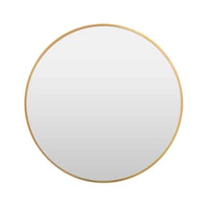 24 In. Wall Mounted Round Mirror With Aluminum Alloy Frame Vanity Mirror Make Up Mirror W113626162
