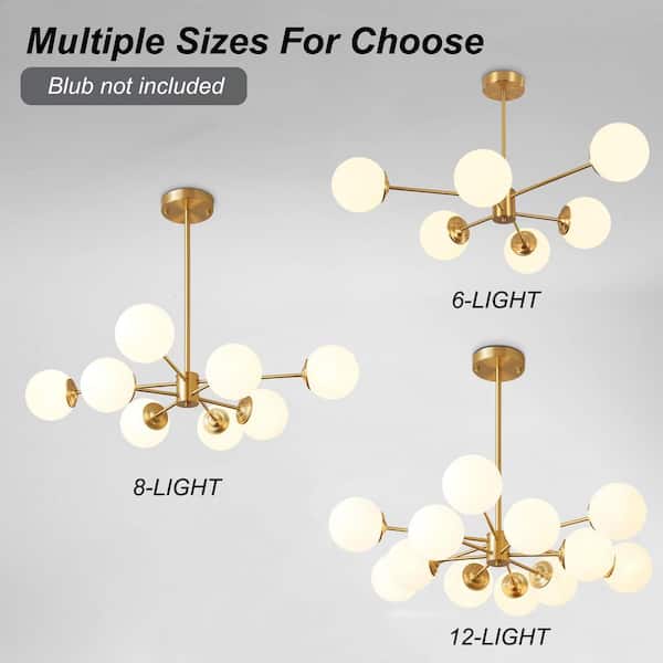 Y'INSP Orlena 12-Light Brass Mid-Century Modern Sputnik Chandelier