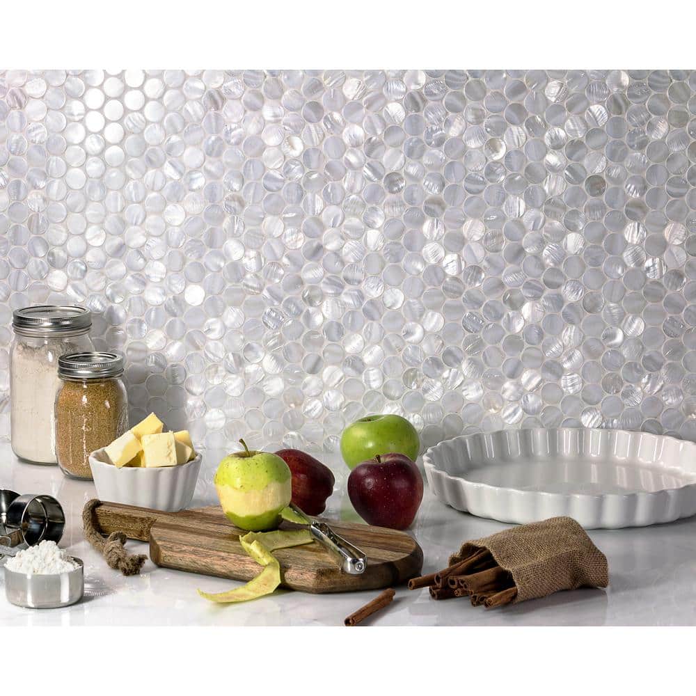 Pacif Pearl Shell Penny Round Mosaic Tile