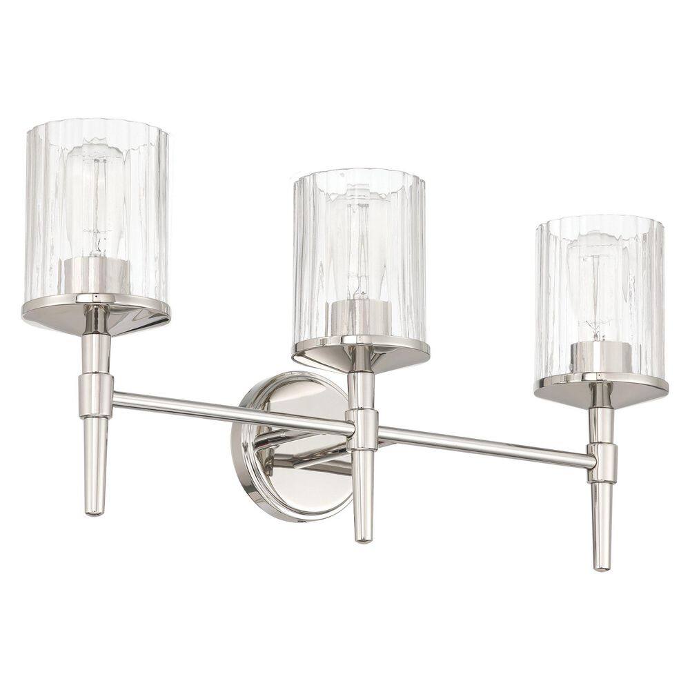Andrea 24-in. 3-light Polished Nickel Vanity Light with Clear Ribbed Glass Shades price history on PriceWatchPro