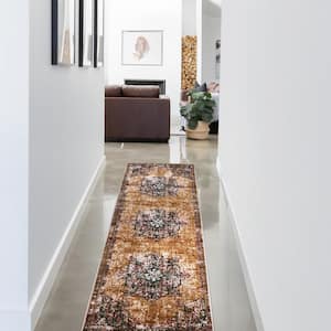 Aldrich Ivory 2 ft. 7 in. x 8 ft. Non-Slip Bohemian Printed Distressed Nylon Area Rug