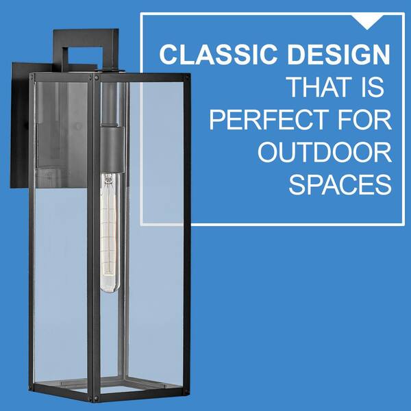 HINKLEY - Max 1-Light Black Hardwired Outdoor Wall Lantern Sconce