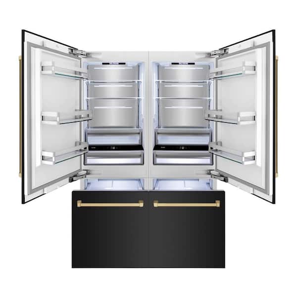 Autograph Edition 60 in. 4-Door French Door Refrigerator w/ Ice & Water Dispenser in Black Stainless & Champagne Bronze