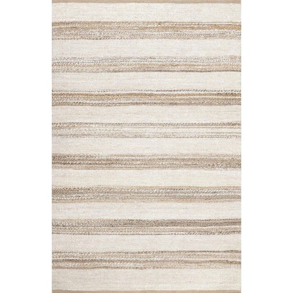 RUGS USA Ren Striped Jute Natural 8 ft. x 10 ft. Indoor/Outdoor Patio Rug