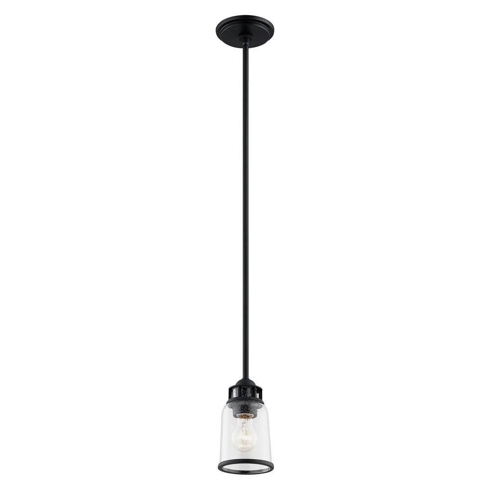 Lawrenceville Mini Black Hand-Blown Seeded Glass Pendant Light