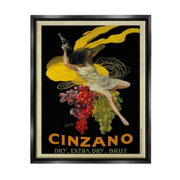The Stupell Home Decor Collection Cinzano Vintage Poster Wine Design by Marcello Dudovich Floater Frame Food Wall Art Print 21 in. x 17 in.