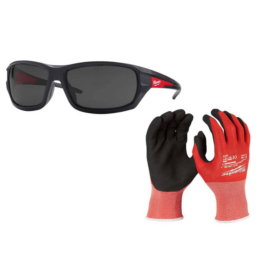 Performance Safety Glasses with Tinted Fog-Free Lenses with Medium Level 1 Cut Resistant Nitrile Gloves price history on PriceWatchPro