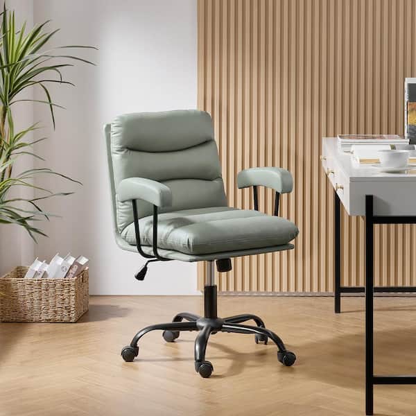 JAYDEN CREATION Augustus Modern Faux Leather Ergonomic Swivel Office Chair in Sage with Height Adjustment