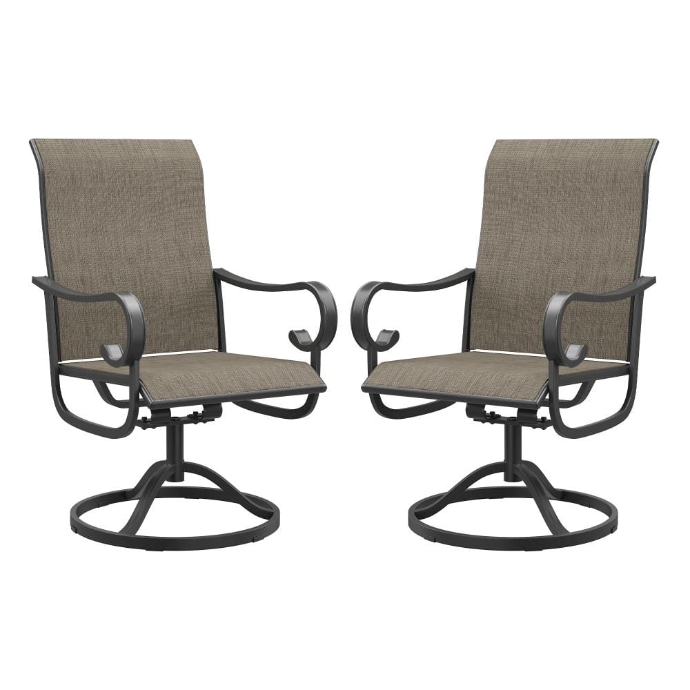 Brown Swivel Textilene Metal Outdoor Dining Chairs Set of 2, 360° Swivel  Patio Dining Chairs for Patio, Garden or Deck price history on PriceWatchPro