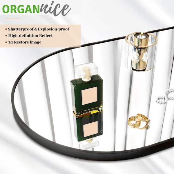 ORGANNICE 32 in. W x 71 in. H Arched Black Aluminum Alloy Framed