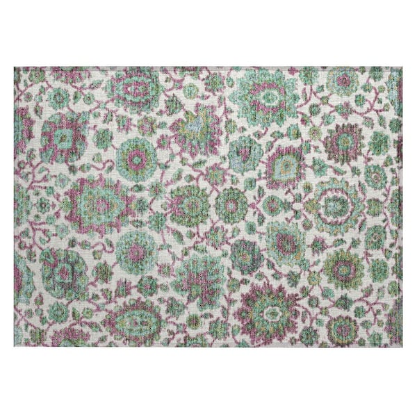 Chantille Machine Washable Indoor/Outdoor Abstract ACN2187 Mint 1 ft. 8 in. x 2 ft. 6 in. Accent Rug