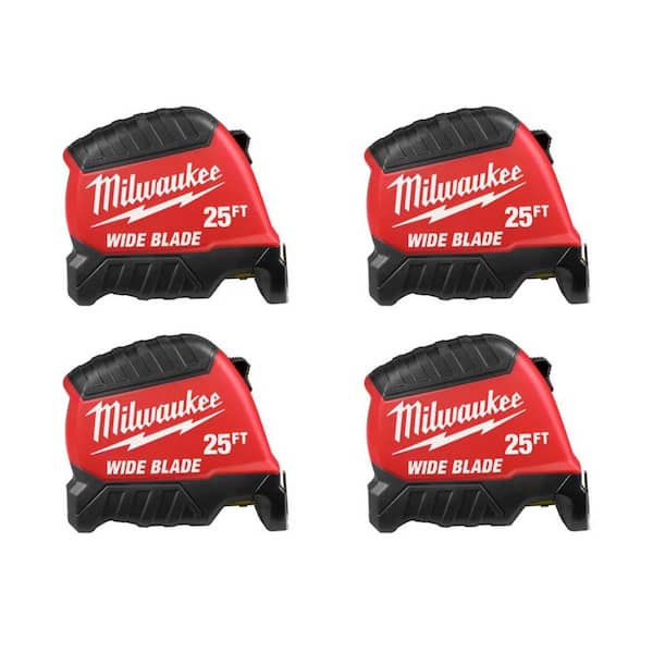 Milwaukee 25ft Wide Blade Tape Measure with 18 ft. Reach (4-Pack)