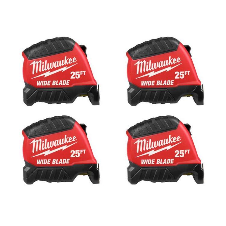 Milwaukee 25ft Wide Blade Tape Measure with 18 ft. Reach (4-Pack)