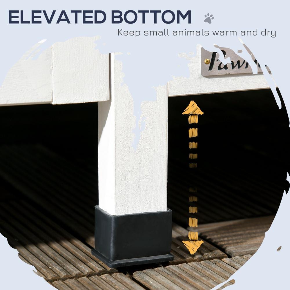 Gray Wooden Outdoor Cat House with Weather-resistant Roof