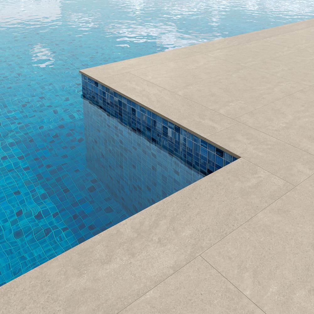 Large Format Crema Beige Matte Porcelain Outdoor Pool Coping Tile