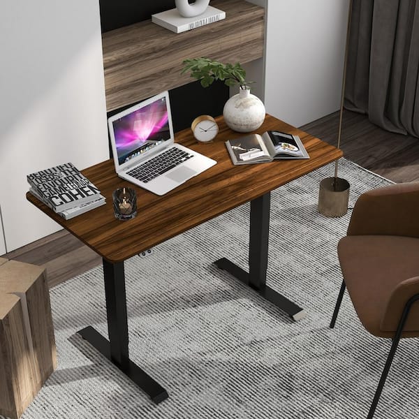 Derwin 47.2 in. Rectangular Dark Brown Wood Standing Desk With Adjustable Height