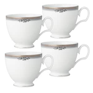 Laurelvale 8 fl. oz. (White) Porcelain Tea Cups, (Set of 4)