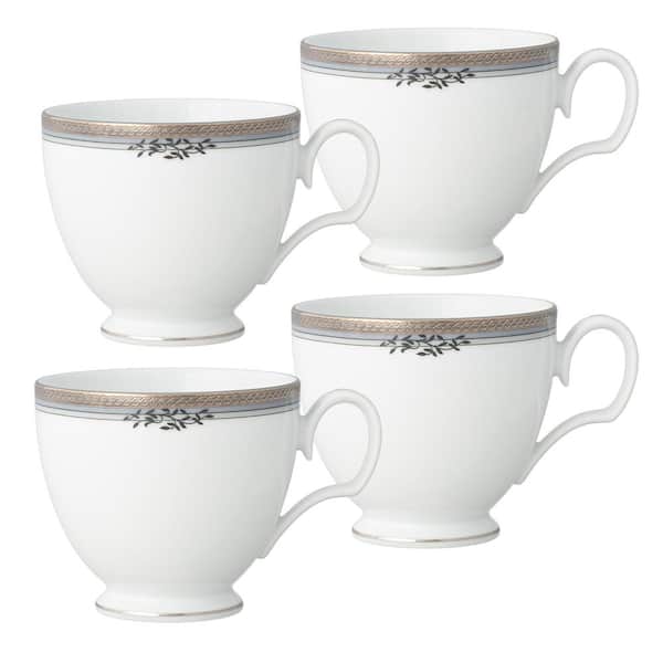 Over and Back 13.8 oz. Gray/Cream Stoneware Cup and Saucer (Set of