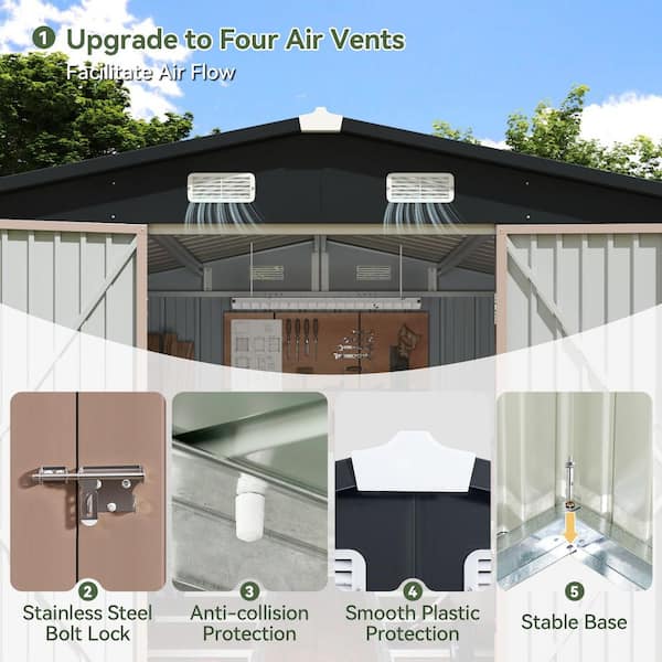 Sizzim 10 ft. W x 12 ft. D Metal Storage Shed with Subfloor