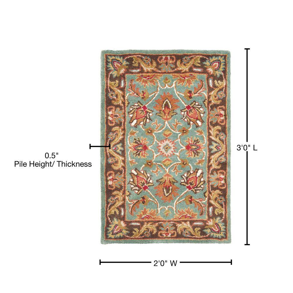 Elegant Traditions Hand-Tufted Wool Rectangular Rug in Blue/Brown - 2' x 3'
