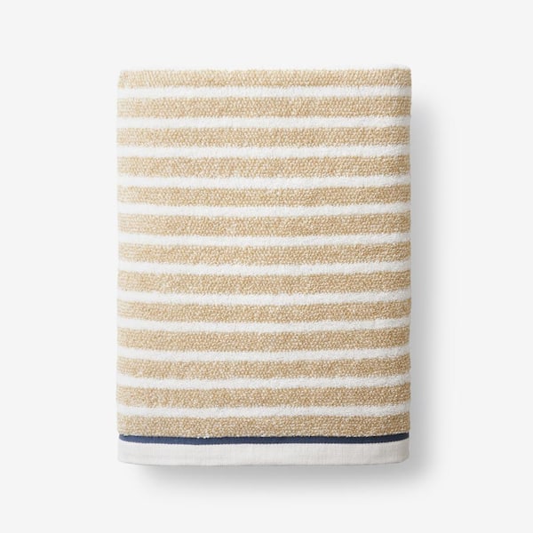 Company Cotton Melange Stripe Reversible Taupe Cotton Bath Sheet