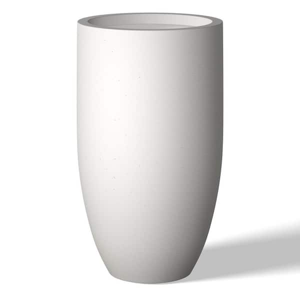 Sapcrete 14 in. Large Crisp White(Enhanced Interior) Concrete Round Planter / Pot with Drainage Holes