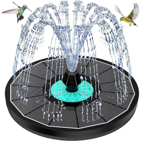 Solar Water Fountain Cyan Flower 3.5W with 7 Nozzles 4 Fixed Pipes for Hummingbirds Garden Pool Pond