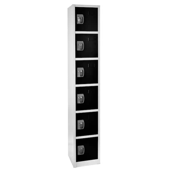 AdirOffice 72 in. x 12 in. x 12 in. 6-Compartment Steel Tier Key Lock  Storage Locker in Black 629-206-BLK - The Home Depot