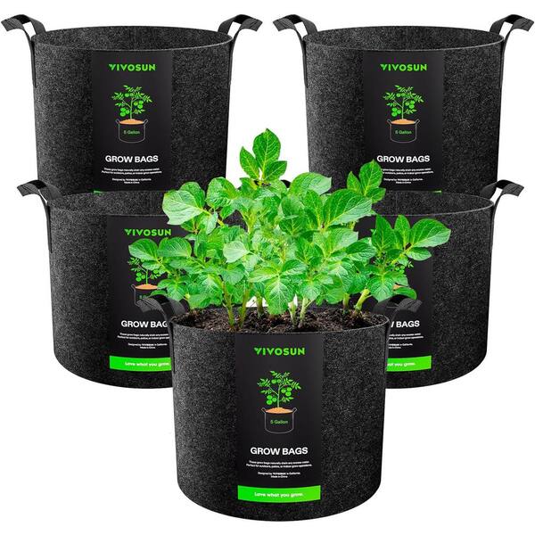 PAIHOME 5Pack 10 Gallon Potato Grow Bags, Garden Planting Bag with