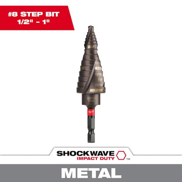 Milwaukee SHOCKWAVE 1/8 in. - 1 in. #8 Impact-Rated Titanium Step Drill Bit (9-Steps)